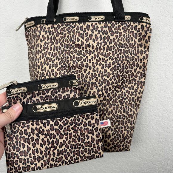 Handbags - LeSportSac 3 Piece Set Zipper Bag Tote and Pouch’s Cheetah Animal Print